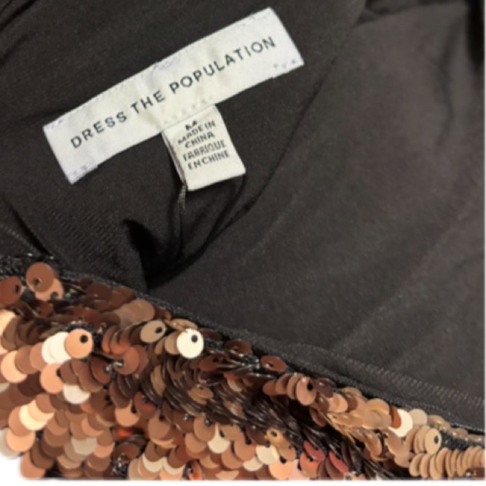 NWT Dress the Population Emery Sequin Midi Dress Matte Bronze Multi Medium - Picture 14 of 14